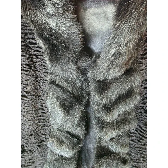 Donna Salyers Fabulous Furs Black Faux Fur Jacket Shawl Collar Coat Womens Large - Picture 5 of 7